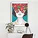 Lightclub Nordic Sunglasses Flower Girl Canvas Frameless Indoor Wall Painting Decoration Size 50cm x 70cm