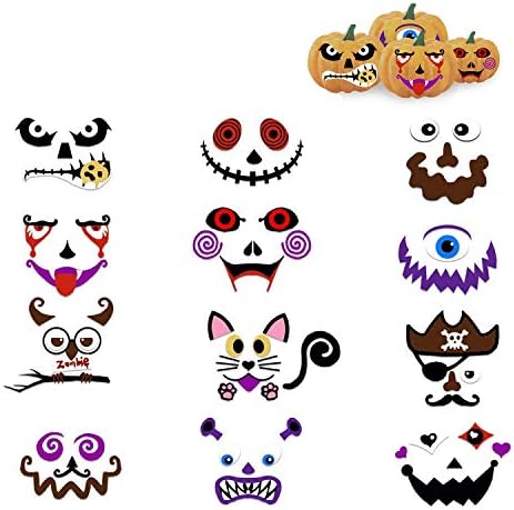 Amazon Co Jp Cinece ハロウィン パーティー デコレーション カボチャ福笑い 12pcs スポンジ ステッカー タイプ１ ホビー