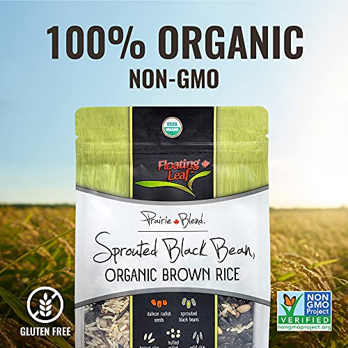 Floating Leaf Prairie Blend, Combination of Sprouted Black Bean, Brown Rice, Wild Rice, Hulled