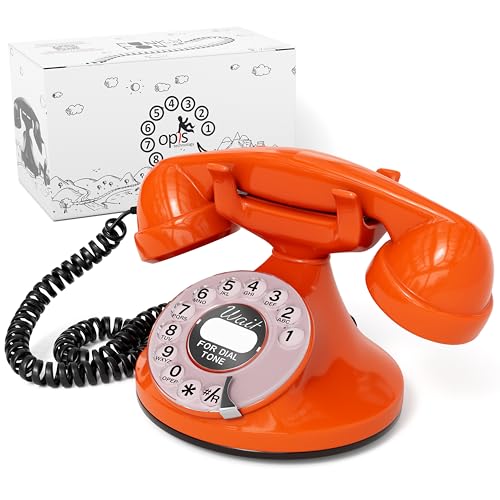 Opis FunkyFon Cable: A Vintage Landline Telephone, The Retro Phone Green for Home, and Old Fashioned Telephones in Orange
