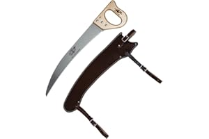 Outfitters Supply 19" Fanno Trail Saw with Premium Leather Scabbard & Cut-On-The-Pull Curved Blade, Pack Saw used for Hunting, Camping, Trail-Riding & Bushcraft; 19"