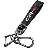 HUIANTS Black Leather Car Keychain Metal Car Keyring Compatible with Honda CR-V Accessories (C)