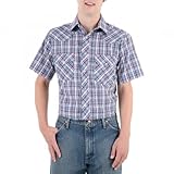 Wrangler Men's Short Sleeve Assorted Stripe Or Plaid Western Shirts Plaid Medium