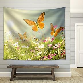 Summer Flowers with Blue Sky - Fabric Wall Tapestry Home Decor - 51x60 inches