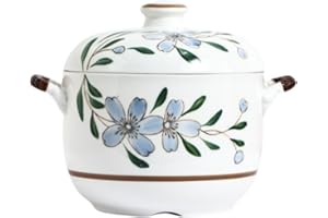 Ceramic Soup Tureen, Simple Double-Ear Covered Tureen with Lid, Lovely Serving Pot, Large Capacity Porcelain with Microwave a
