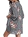 Abollria Women 3/4 Sleeve Floral Chiffon Casual Loose Kimono Cardigan Capes Grey