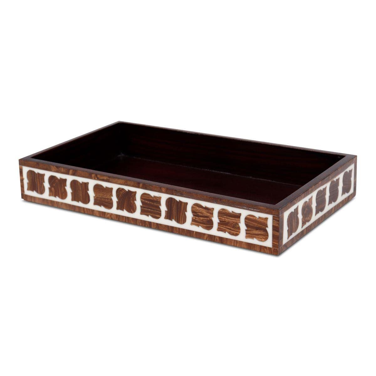 Handicrafts Home wood small tray, 10x6 Towel Tray, Guest Towel Holder, Decorative Napkin Holder, Bathroom Countertop Storage, Handmade Rectangular Vanity Tray - Yinyang collection