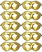 10pcs Set Mardi Gras Half Masquerades Venetian Masks Costumes Party Accessory (gold-10pc)