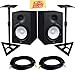 Yamaha HS8 8-Inch Powered Studio Monitor Pair Bundle with Two Monitors, Stands, TRS Cables, and Austin Bazaar Polishing Cloth