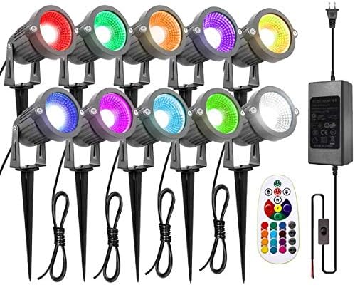 ZUCKEO Panorama Lights 6W RGB Distant Management LED Panorama Lighting with 12V 24V Low Voltage Transformer Waterproof 16 Shade-Altering Backyard Pathway Ornamental Lights for Indoors Outdoor (10 Pack)
