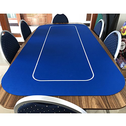 YH Poker 70" x 35" Portable Rectangle Sure Stick Rubber Foam Poker Table Top Layout Poker Mat (Blue)