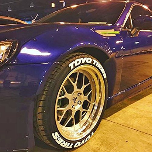 Tire Stickers Toyo Tires Tyre Lettering Add-On Car Accessory - DIY Kit with Glue & 2oz Touch-Up Cleaner / 17-18 Inch Wheels / 1.25 Inches/White / 4 Pack - Thumbnail 7
