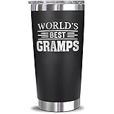 AcevedoDesign World's Best Gramps Tumbler - Best Gramps Laser Engraved - Gramps Mug - Father's Day Gift - Birthday Gift For Gramps - Gramps Coffee Mug - Stainless Steel Travel Tumbler 20Oz, Black
