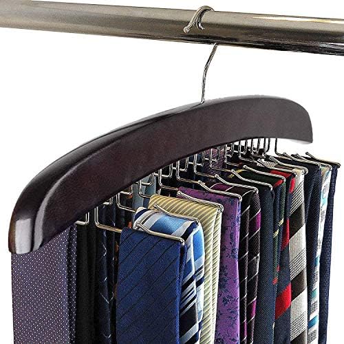 Konten ネクタイ収納 ネクタイハンガー ハンガー ネクタイ ベルト スカーフ キャミソール ブラジャー 下着 たっぷり 収納 クローゼット 整理 滑らない ネクタイ掛け ベルトハンガー 24本掛け 木製 黒 Tarunniketanpublicschool Com