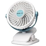 OPOLAR Rechargeable Clip on Fan, USB or Battery Operated Small Fan with 4 Speeds, 360 Degree Rotation, Quiet Desk Fan, Powerful Wind for Baby Stroller, Crib, Outdoor Activity, Home and Office, White