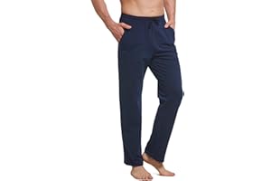 BALEAF Men's Sweatpants Casual Lounge Cotton Pajama Yoga Pants Open Bottom Straight Leg Male Sweat Pants with Pockets