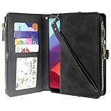 Galaxy S8 Active Case, Linkertech Premium Leather Flip Zipper Wallet Case Cover with Stand Feature & Card Holder & Wrist Strap for Samsung Galaxy S8 Active (Black)