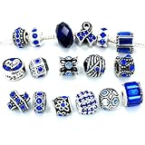 Pro Jewelry Ten (10) of Assorted Shades of Royal Blue Crystal Rhinestone Beads (Styles You Will Receive Are Shown in Picture Random 10 Beads Mix) Charms Spacers for Bracelets