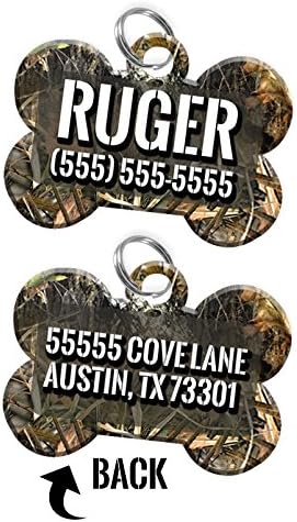 Double-sided Camo Custom Dog Tag Personalized for Pets with Name &amp; Number on the front &amp; address on the back (Tree)