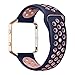 UMTELE Soft Silicone Replacement Strap with Rose Gold Frame for Fitbit Blaze Smart Fitness Watch, Large, Blue Pink
