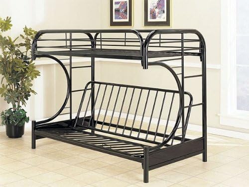 Eclipse Glossy Black Twin over Full Size Futon Bunk Bed