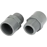 uxcell 2pcs 3/4" PT Male Thread PVC Straight Pipe Tube Adapter Connectors Gray