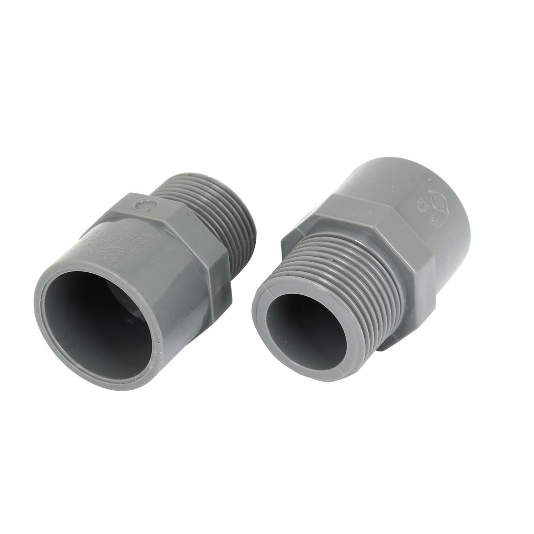 Sourcingmap 2pcs 3/4" PT Male Thread PVC Straight Pipe Tube Adapter Connectors Gray