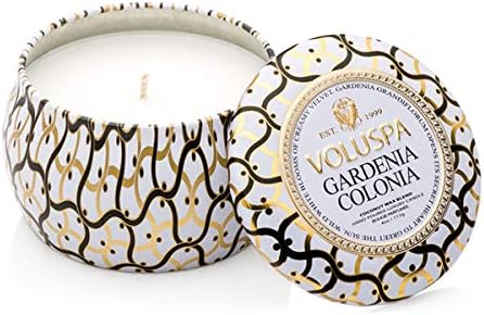 Vela mini decorative tin Gardenia Colonia Voluspa