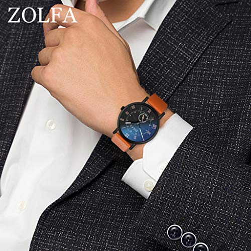 image for YEZIJIN Men's Watch ZOLFA Sleek Minimalist Roman Scale Blue Glass Belt