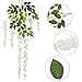 CEWOR 12pcs Artificial Wisteria Vine Ratta Hanging Garland Silk Flowers String for Wedding Party Home Decor(White)