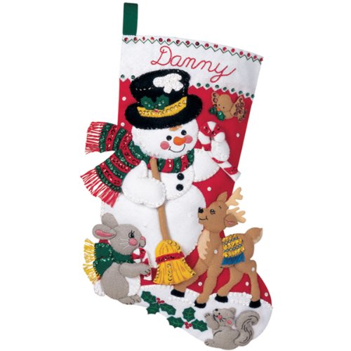 Bucilla Snowman & Friends Stocking Felt Applique Kit 18" Long 84951