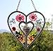 KY&BOSAM Heart Suncatchers Grandma Gift Ornament Stained Glass Sun Catcher Garden hangings Windows with Pressed Flower Heart Embedded in Glass Gifts for Grandma Mother`s Day Birthday Gifts