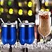Skylety 12 oz Double-insulated Wine Tumbler, Stainless Steel Tumbler Cup with Lids and Straws for Wine, Coffee, Drinks, Champagne, Cocktails, 2 Sets (Transparent Blue)
