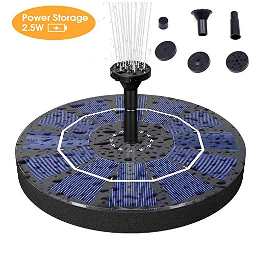Goglor Solar Fountain Pump, 2.5W Solar Powered Water Fountain Pump with 800 MAh Battery Backup, Free Standing Bird Bath Fountain Pump for Birdbath, Pond, Pool, Garden and Lawn