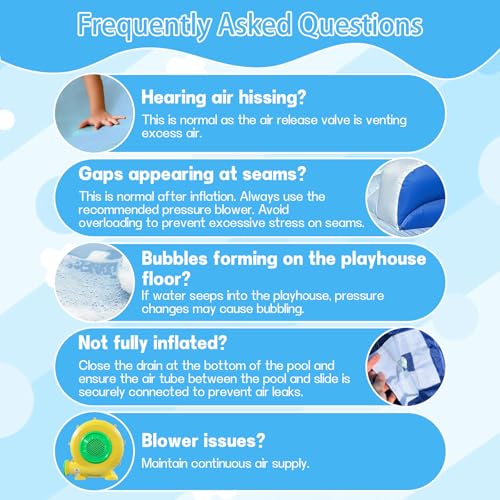 Cessbong Inflatable Water Slide for Kids and Adults with Better Drainage and Durability - Fun Outdoor Play with Easy Setup, Kids Summer Splash Fun (Dual Slide Blue Waves)