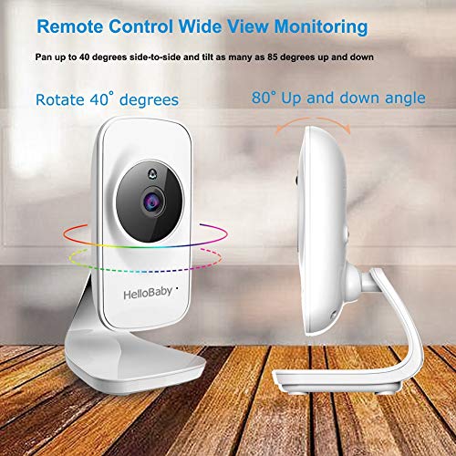 HelloBaby 5\'\' Video Baby Monitor with Camera and Audio, Color LCD Screen, Infrared Night Vision Camera, Temperature Display, Lullaby, Two Way Audio and VOX Mode, HB50