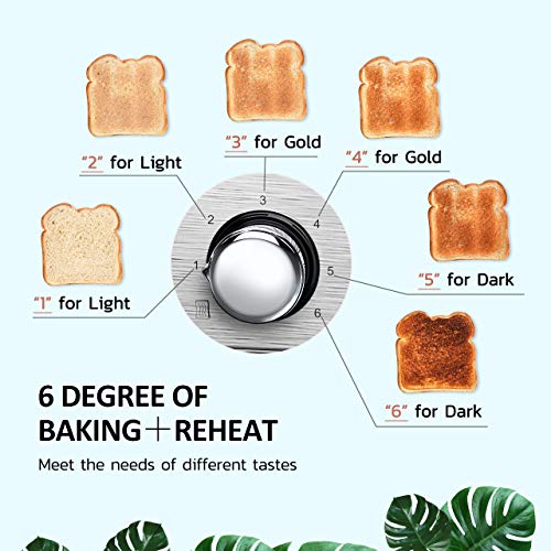 4 Slice Toaster, HOLIFE Stainless Steel Toaster [2 LCD Timer Display] Bagel Toaster (6 Bread Shade Settings, Bagel/Defrost/Reheat/Cancel Function, Wide Slots, Removable Crumb Tray, 1500W, Silver) - Thumbnail 3