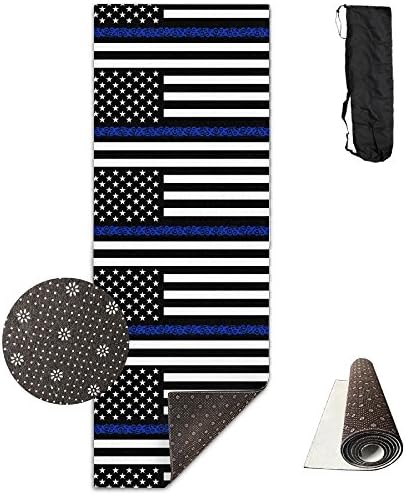 Thin Blue Floral Line American Flag Non-Slip Exercise Yoga Mat Premium Printed Reversible Anti-Tear Fitness Exercise Eco-friendly Yoga And Pilates Mat