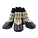 abcGoodefg Pet Dog Puppy Socks Shoes Boots, Outdoor, Waterproof, Nonslip, Rubber Sole with Strips, Comfortable Design, M (#3, Plaid)