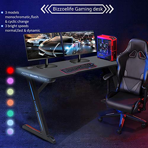 Bizzoelife 60Inch Gaming Desk Large Computer Table Ergonomic Z Shaped