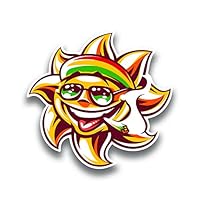 More Shiz Rasta Sun Joint Vinyl Decal Sticker - Car Truck Van SUV Window Wall Cup Laptop - One 5 Inch Decal - MKS1165