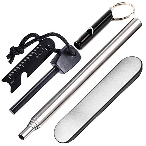 BYHEYANG Camping Survival Magnesium Fire Emergency Fire Starters，Collapsible Fire Blower Pipe Builds Campfire Blasting，Emergency Survival Whistles