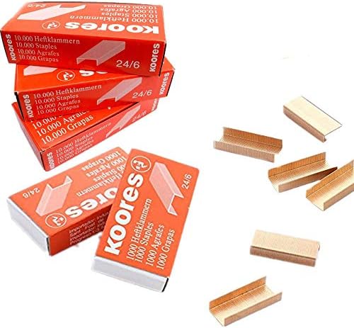Rose Gold Staples 24/6 Standard Staples 5 Box/Pack 5000 Count