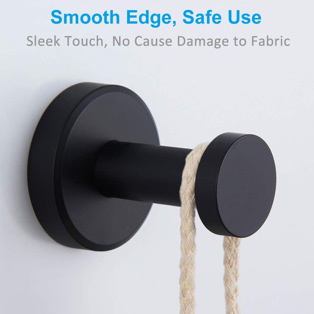 Matte Black Robe Towel Hook, APLusee Stainless Steel Modern Coat Hook, Utility Shower Towel Hanger for Bathroom Kitchen Home Storage: Home Improvement