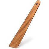 12 Inch Teak Wood Spatula for Cooking Non Toxic Kitchen Utensil Scraper Spurtle Kitchen Tools Flat Wooden Egg Flipper Spatulas Turner Cooking Spoon Bamboo Spatula Turner Cast Iron Sourdough Stirrer