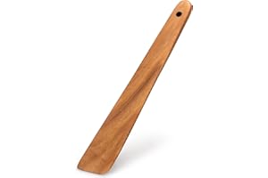 12 Inch Teak Wood Spatula for Cooking Non Toxic Kitchen Utensil Scraper Spurtle Kitchen Tools Flat Wooden Egg Flipper Spatula