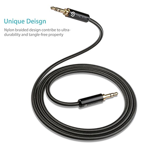 Aux-Cable-Syncwire-Audio-Cord-35mm-Auxiliary-Headphone-Cable-for-Car-Home-Stereos-Apple-iPod-iPhone-iPad-Echo-Dot-Samsung-Smartphone-MP3-Player-More-Nylon-Braided-33ft-Black