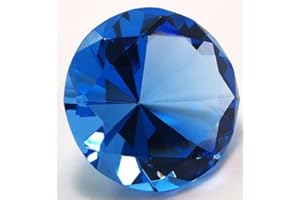 Zoogamo 2” / 60 mm Dark Blue Diamond Shaped Glass Crystal Paperweight – Home Office Decor & Wedding Favors Centerpieces Decoration with Gift Box