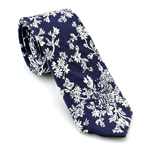 PenSee Mens Slim Neck tie Cotton Narrow Floral Skinny Ties