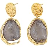 Irregular Crystal Drop Dangle Earrings for Women Vintage Statement Trendy Dangle Resin Earrings Natural Gemstone Jewelry Multicolor Healing Stone Earring Bridal Wedding Prom Accessories